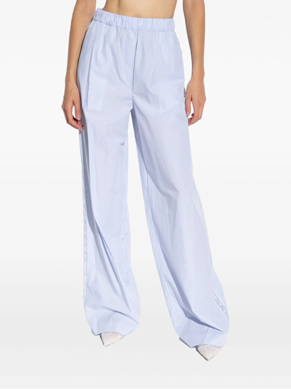 LoveShackFancy
striped-pattern lace-trimmed trousers helia